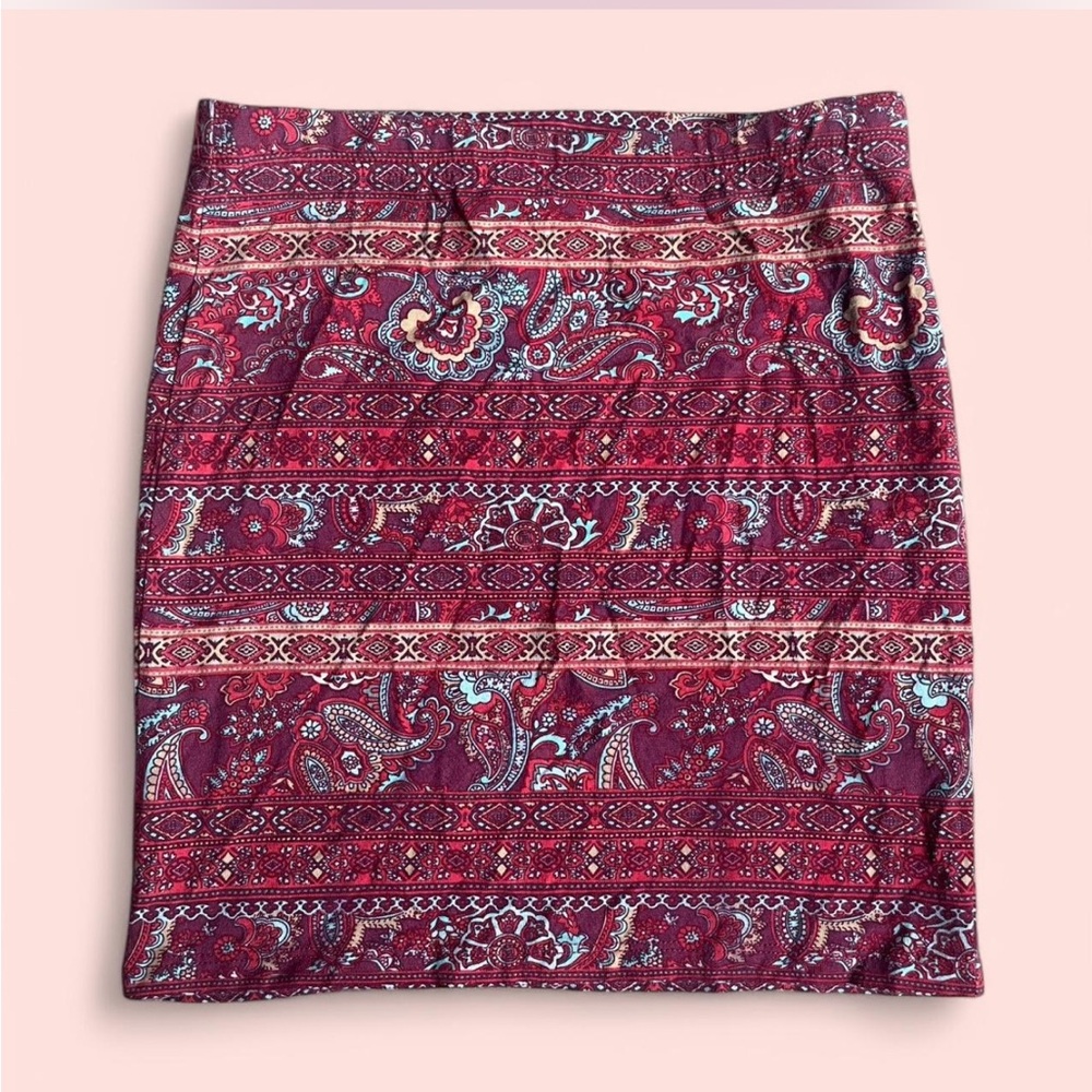 Paisley Print Skirt - Red